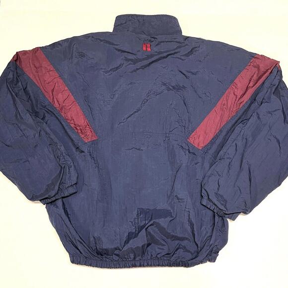 Vintage Russell Athletic Windbreaker Full Zip Jacket Navy Blue Maroon Track Sz L - Picture 7 of 10